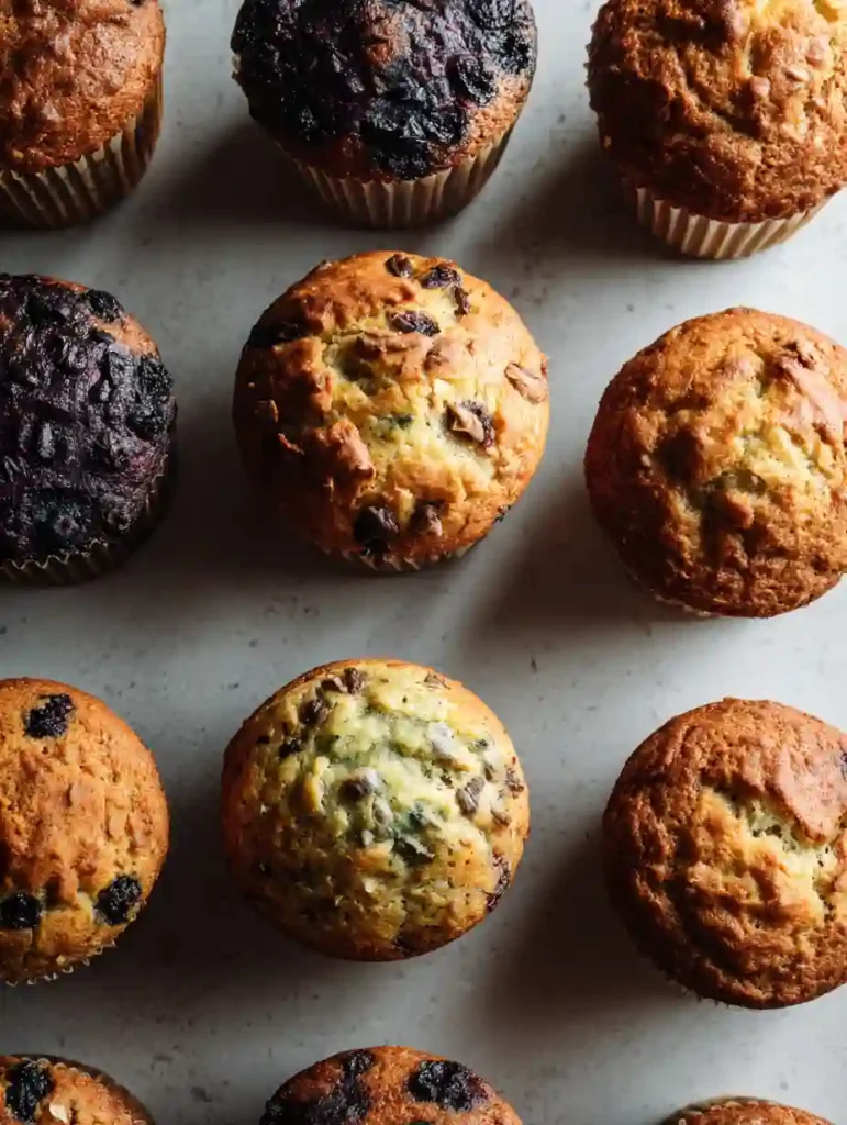 assorted muffins overhead view