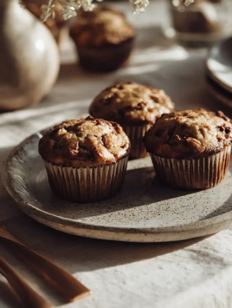 pumpkin cheesecake muffins on table