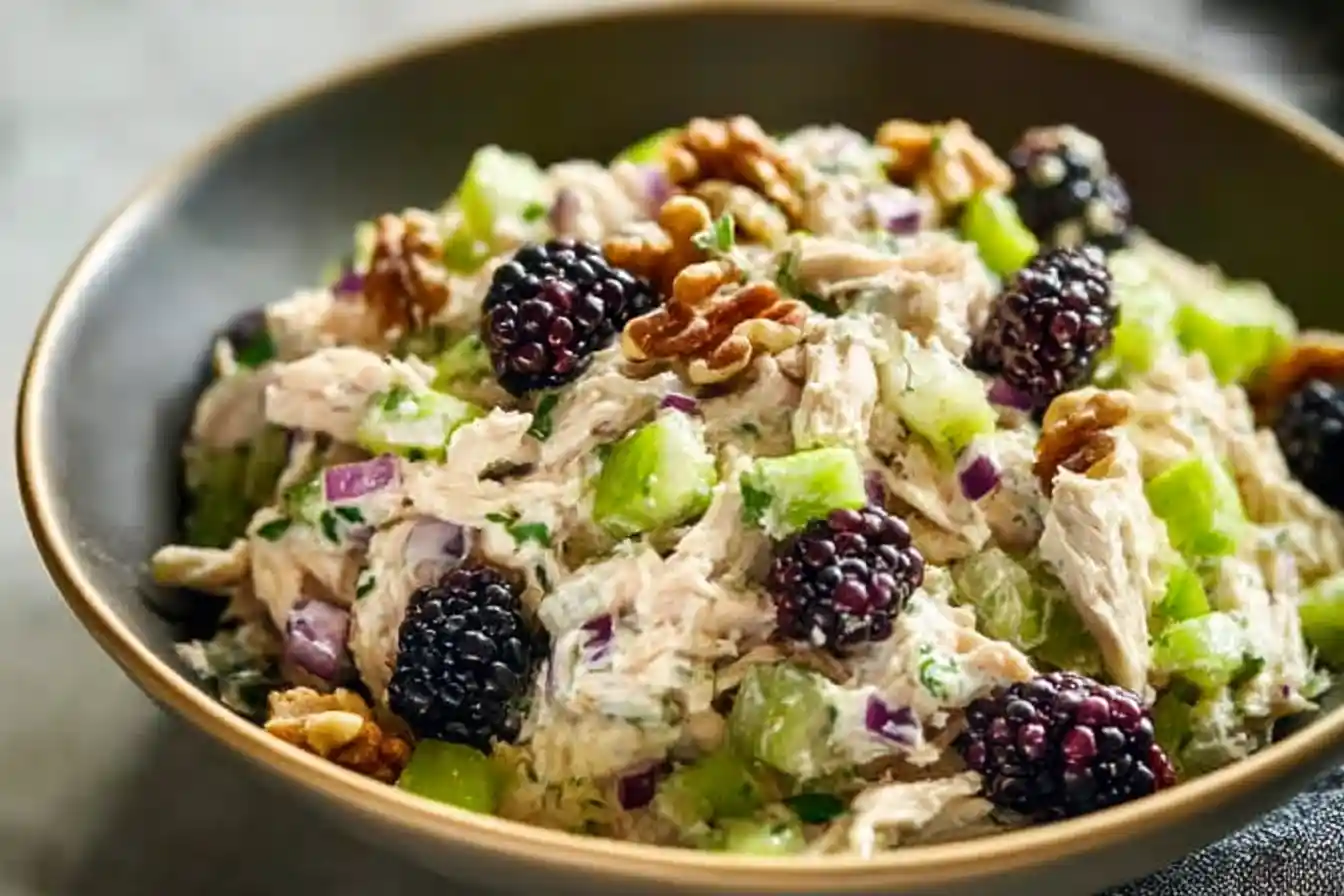 Chicken Salad with Cottage Cheese and Blackberries