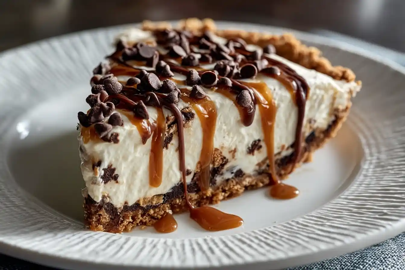 Chocolate Chip Cookie Caramel Swirl Dream Pie