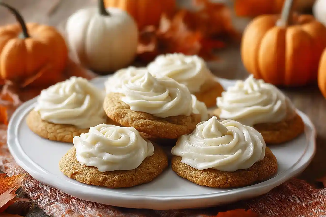 Pumpkin Cream Cheese Frosted Cookies