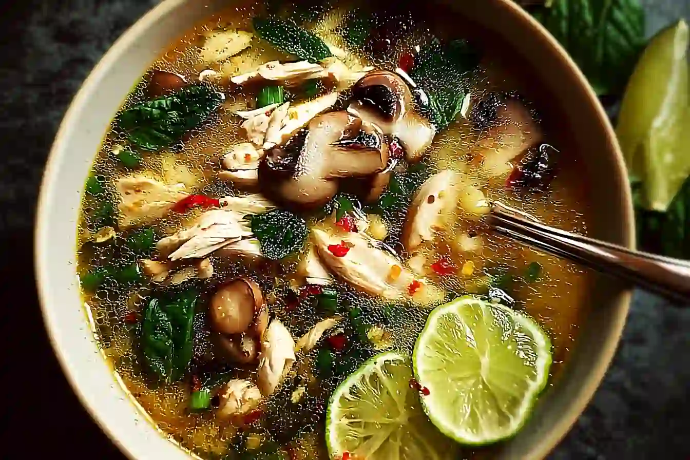 Healthy Ginger Lime Chicken and Mushroom Soup for a Cozy Meal