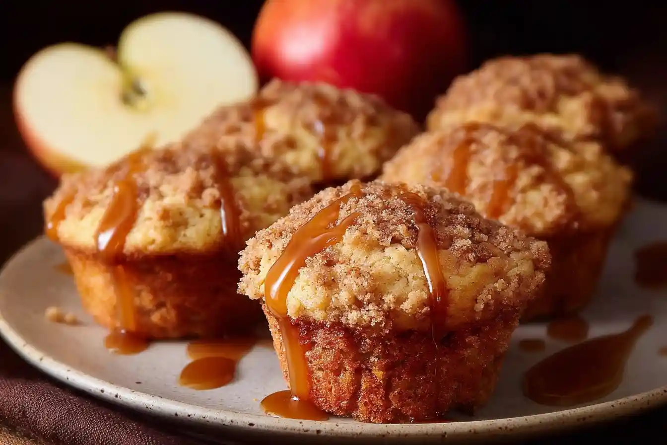 Delicious Sourdough Apple Muffins with Caramel & Streusel Topping