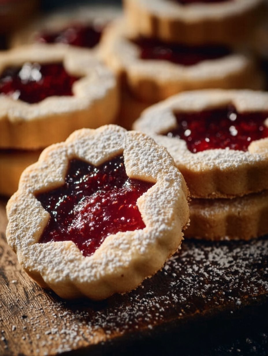 Shortbread Linzer Cookies with Raspberry Jam