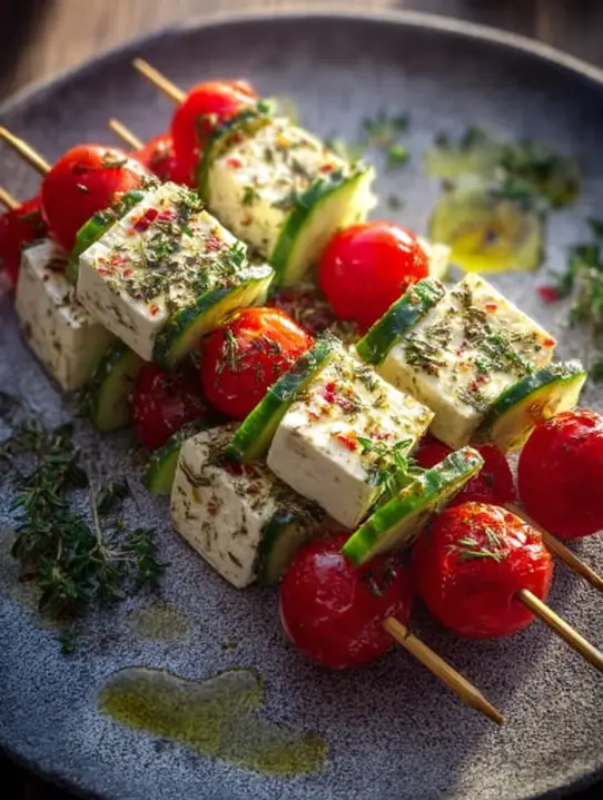 Feta Skewers with Cucumber