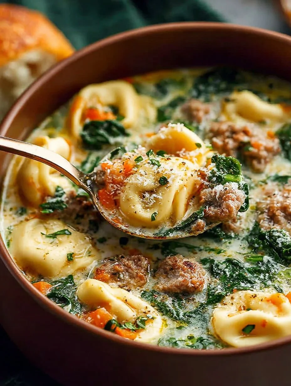 Delicious Sausage Tortellini Soup with Spinach
