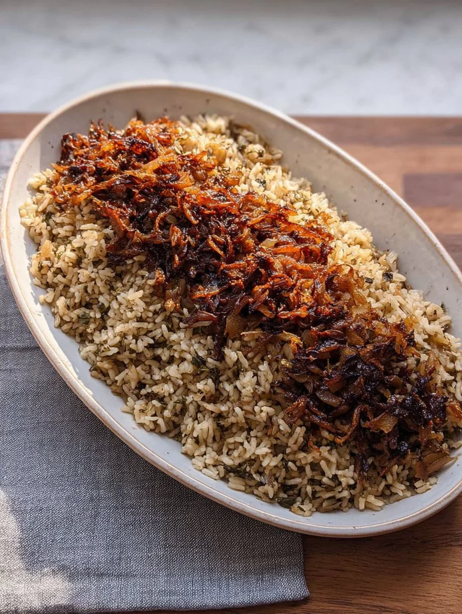Lebanese Mujadara (Lentils, Rice, and Caramelized Onions)