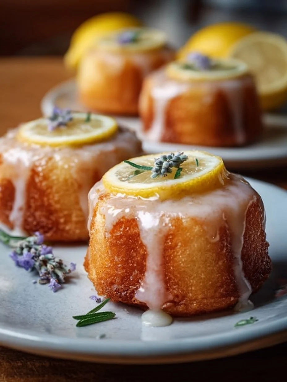 Mini Lemon Cakes With Lavender Glaze
