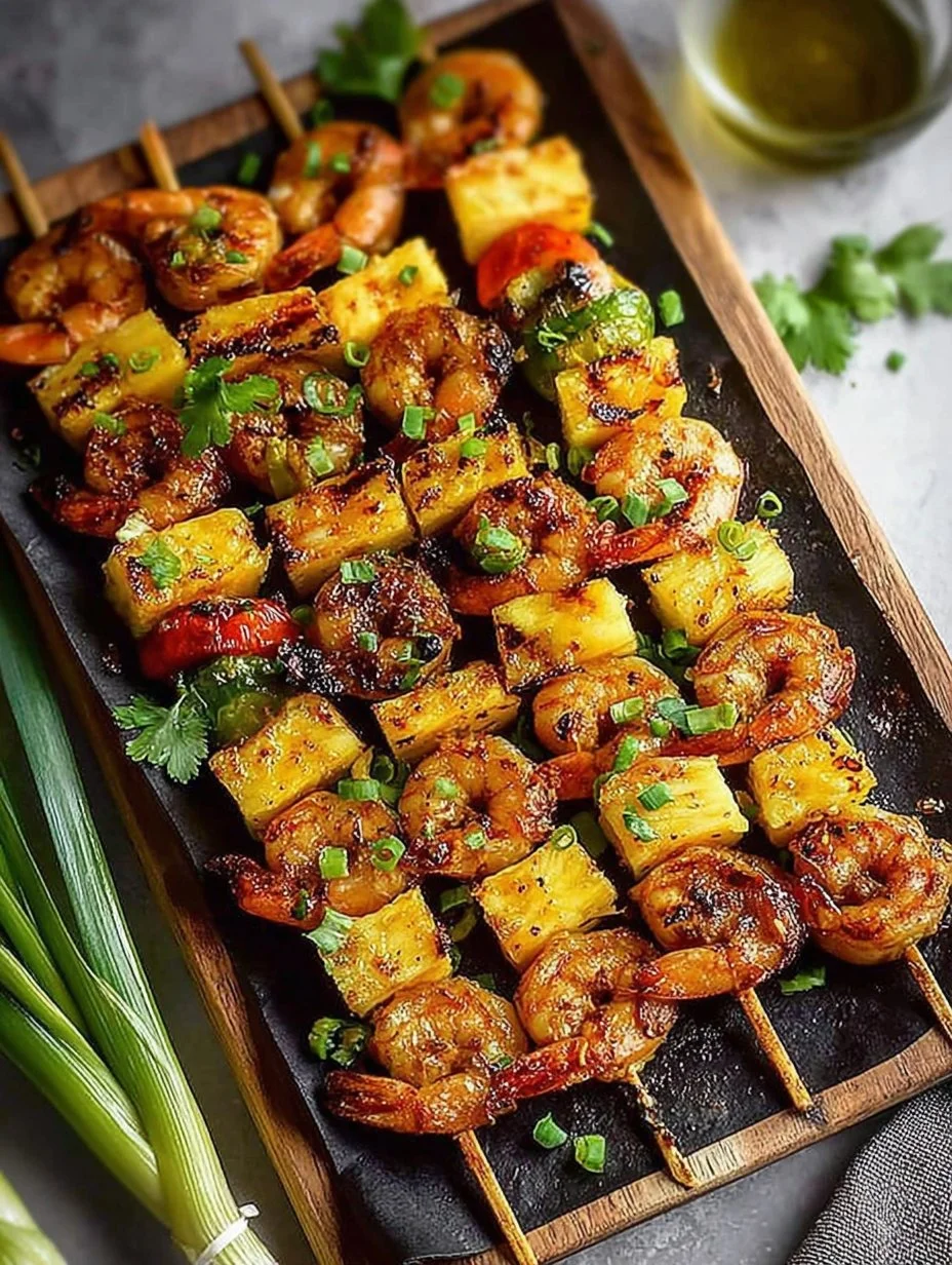 Simple Grilled Pineapple Shrimp Skewers